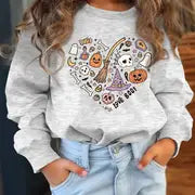 Girls Grey Halloween Print Sweatshirt