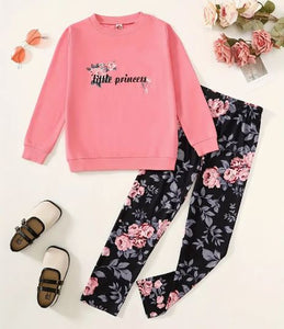 Girls Floral 2 Piece Sweatshirt & Legging Set