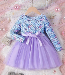 Girls Sweet Mermaid Print Tutu Dress