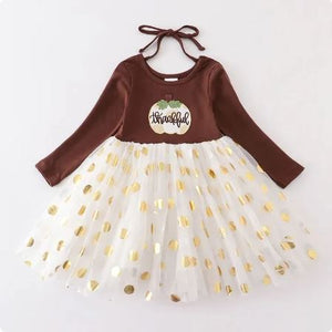 Girls Tutu Bronzing Dot Twirl Skirt Dress