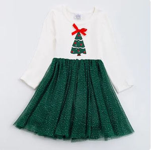 Girls Green Christmas Tulle Dress