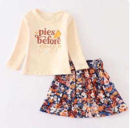 Long Sleeve Tee and Matching Floral Skirt