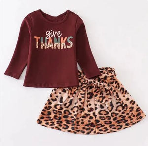 Long Sleeve Tee and Matching Leopard Print Skirt