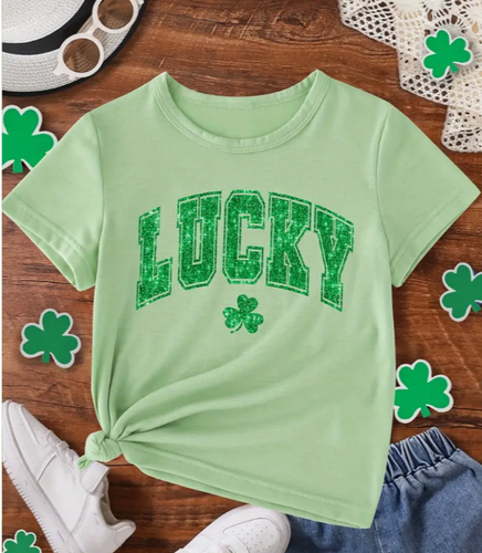 Girls Shamrock Lucky Graphic Tee