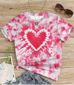 Girls 3D Tie Dyed Heart T-Shirt