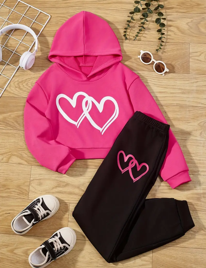 Girls 2 Pc Hooded Pullover and Matching Joggers