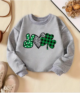Victory & Lucky Leaf Print St. Patrick's Day Girls Casual Pullover Sweatshirts