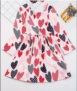 Long Sleeve Heart Print Dress