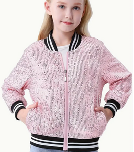 Girls Dazzling Sequin Bomber Jacket