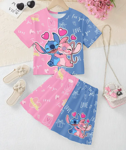 Girls Short Sleeve Skirt Set