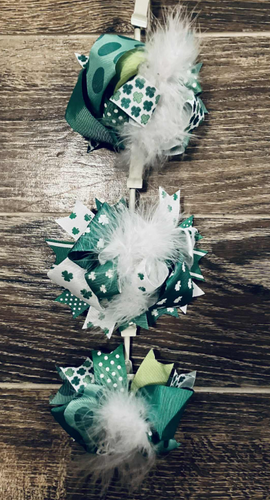 Girls Clip on St Patrick's Day Bow