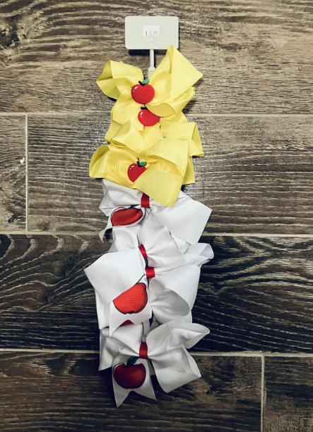 Girls Apple a Day Clip on Bow