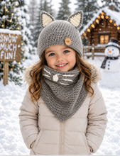 Carefully Knitted Kitten Hats and Matching Cowl Scarf Combos
