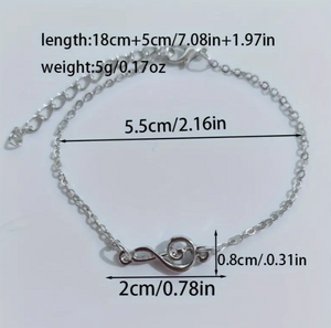 Girls Unique Music Inspired Adjustable Treble Clef Bracelet