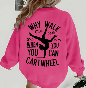 Gymnastics Print Girls Casual Crew Neck Long Sleeve Sweatshirt