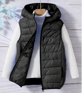 Girls Lightweight Warm Zipper Alternative Down Hooded Vest