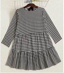 Girls Long Sleeve Plaid Dress