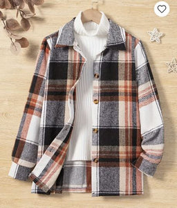 Girls Versatile Casual Plaid Shirt Jacket