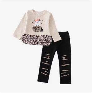 Long Sleeve Ghost Print Top and Matching Leggings