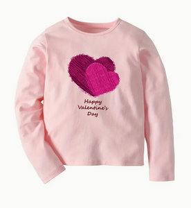 Pink Long Sleeve Valentines Day Top