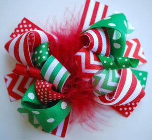 Large Christmas Clip on Hair Bow