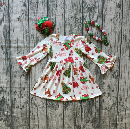 Elf on the Shelf Long Sleeve Christmas Dress (Includes Accessories)
