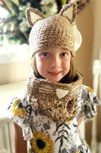 Carefully Knitted Kitten Hats and Matching Cowl Scarf Combos