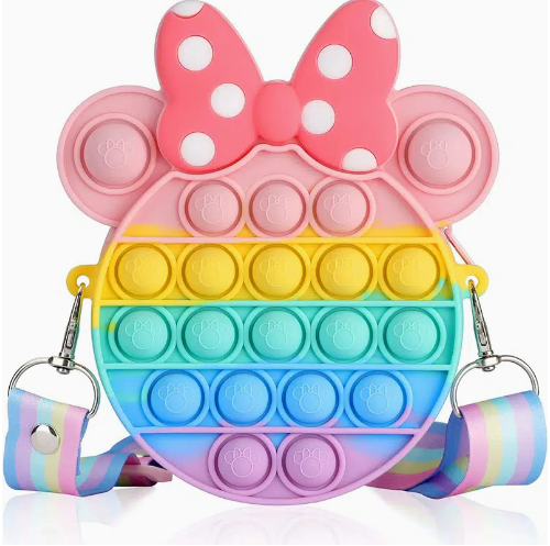 Girls Rainbow Color Minnie Pop-It Purse