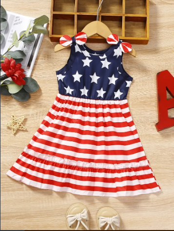 Girls Trendy Stars and Stripes Sun Dress