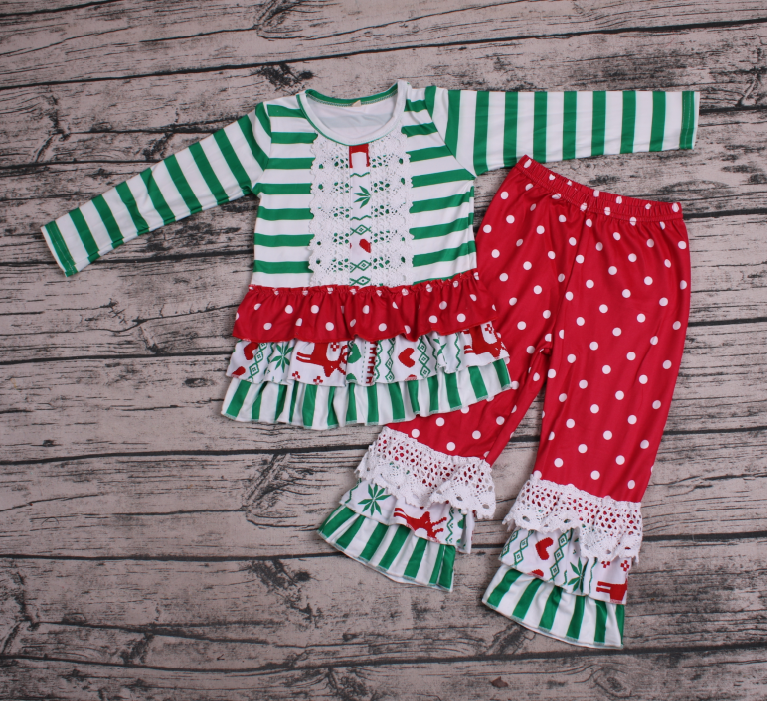 Green and White Striped Christmas Outfit