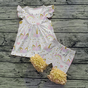 Unicorn Flutter Sleeve outfit with icing shorts