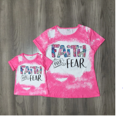 Mommy & Me Faith Over Fear Pink Tie Dyed Tee
