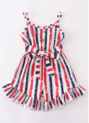 Red, White and Blue Sleeveless Romper