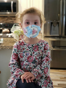 Blue Rose Print Childs Mask