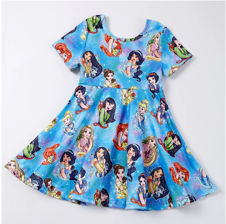 Short Sleeve Full Skirt Disney Princess Dress
