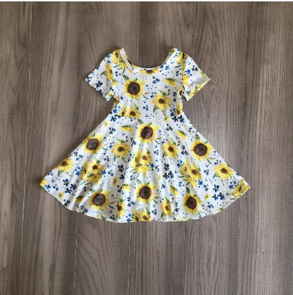 Short Sleeve Sunflower Summer Dress