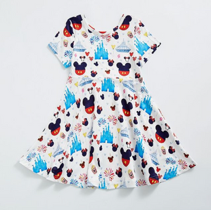 Short Sleeve Disney Print Dress
