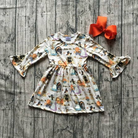 Long Sleeve Thanksgiving Pumpkin Dress AND Bow