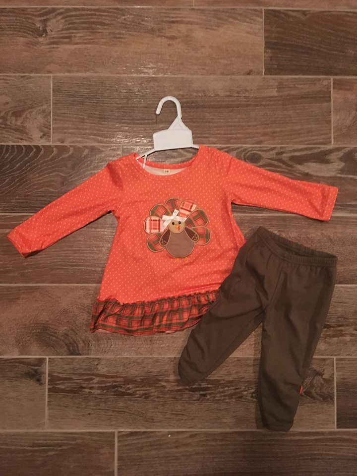 Orange Polka Dot Turkey Shirt and Legging Set