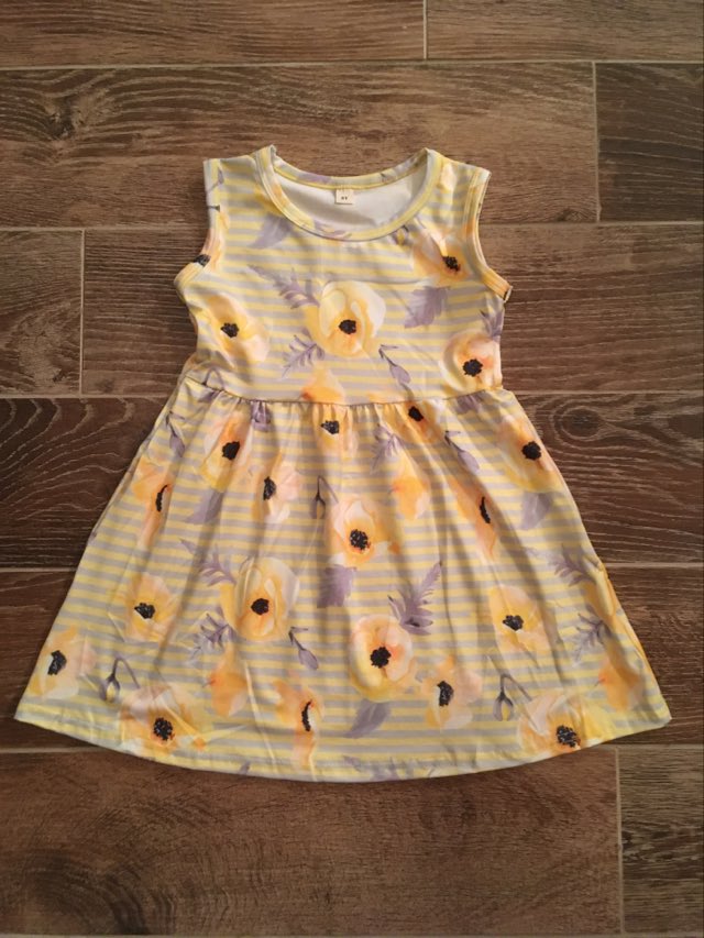 Yellow Floral Sleeveless Spring Dress