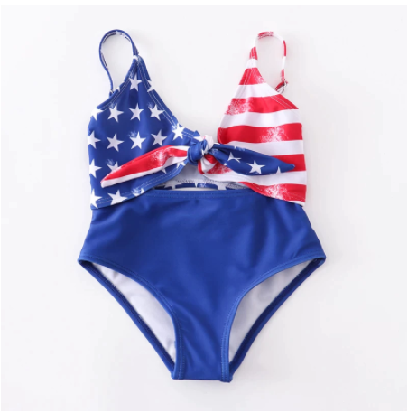 Red, White and Blue Girls Swimsuit