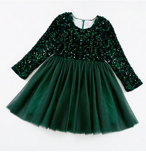 Green Long Sleeve Sequin Dress